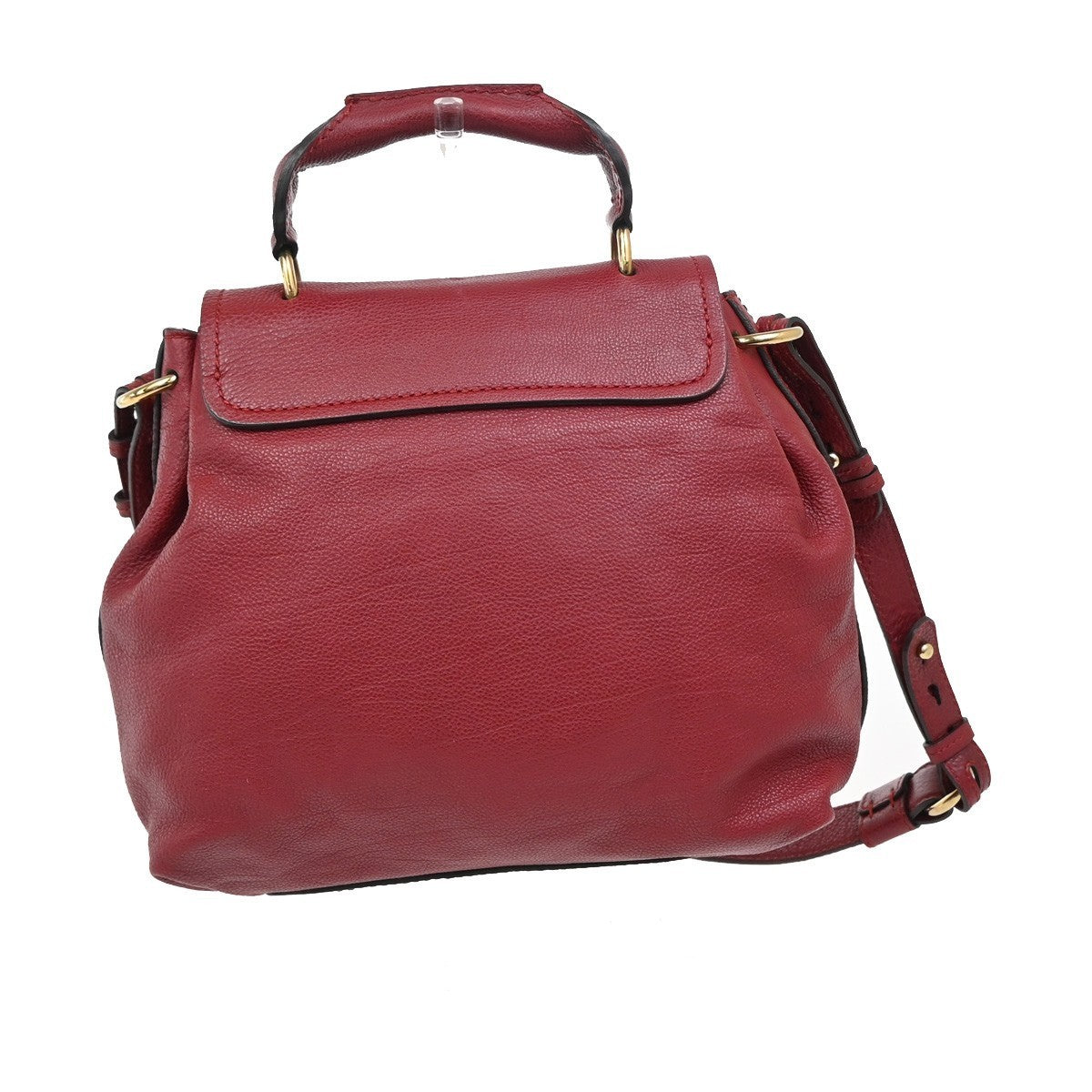CHLOE Logo Elsie 2Way Shoulder Hand Bag Leather Red GHW 34RL416