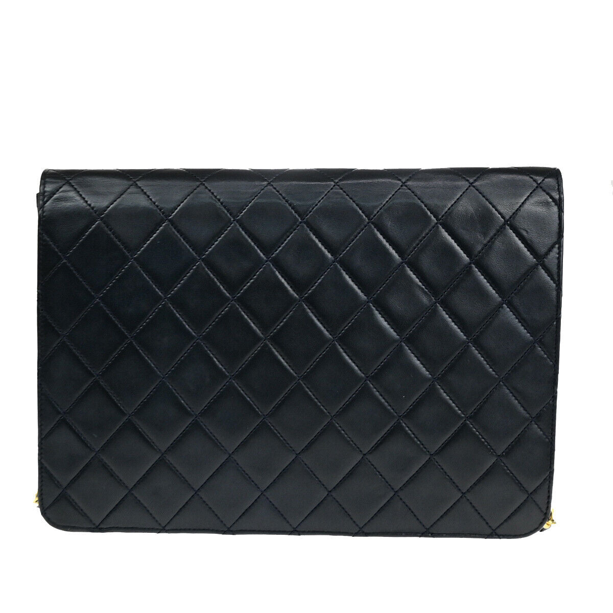 CHANEL CC Matelasse 25 Single Flap Chain Shoulder Bag Leather Black GHW 42RK155