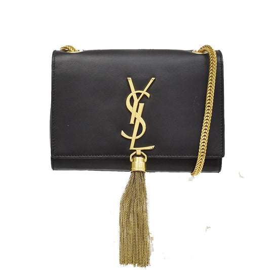SAINT LAURENT Kate Tassel Chain Mini Shoulder Bag Leather Black GHW 50RL370