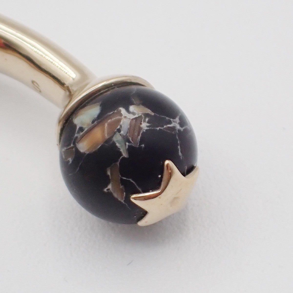 CHRISTIAN DIOR Logo Sphere Bangle Size S Black Enamel Gold 05KP448