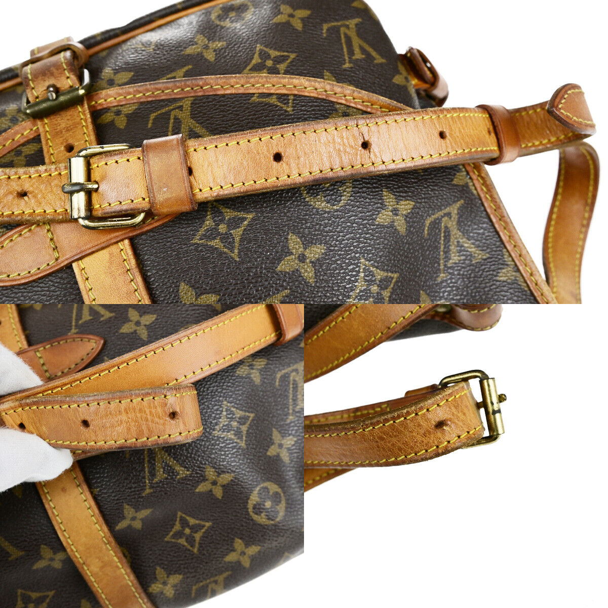 LOUIS VUITTON Logo Saumur 30 Shoulder Bag Monogram Leather Brown M42256 30YG704