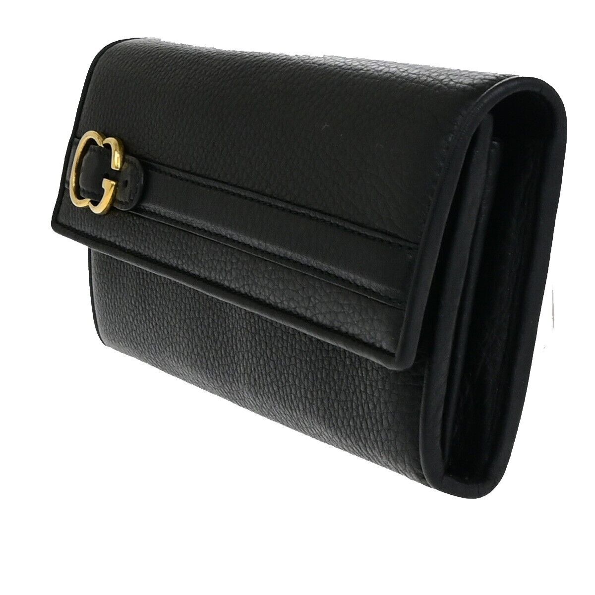 GUCCI GG Logo Bifold Long Wallet Leather Black Made in Italy 65EC001