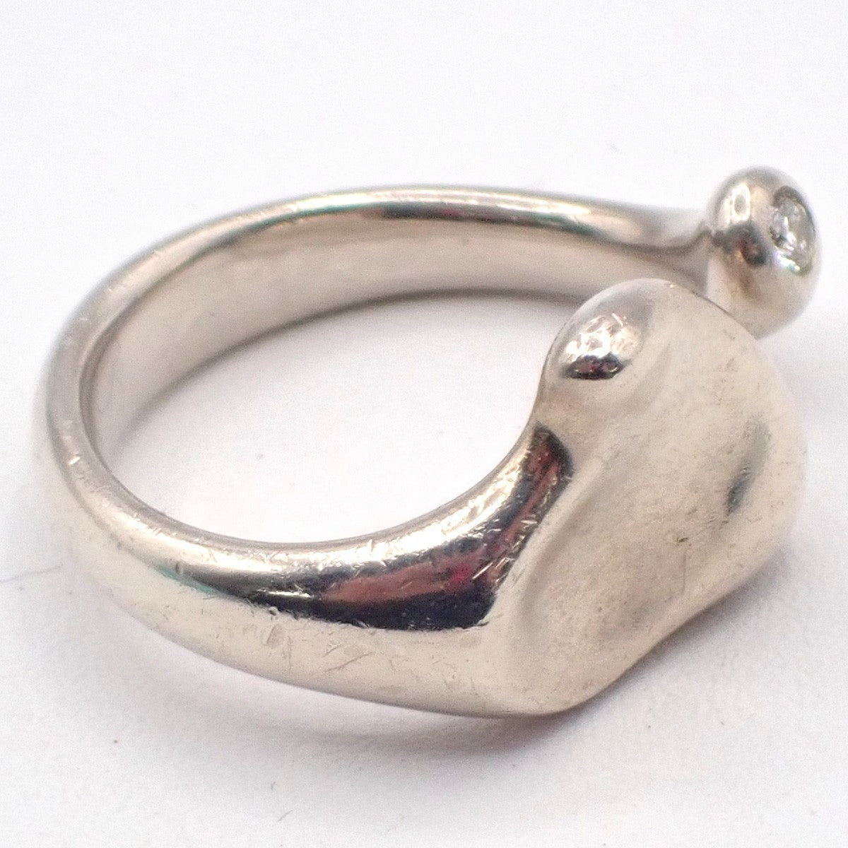 Tiffany & Co. Logo Elsa Peretti Open Heart Ring US Size 6 Silver Ag 925 09KP561