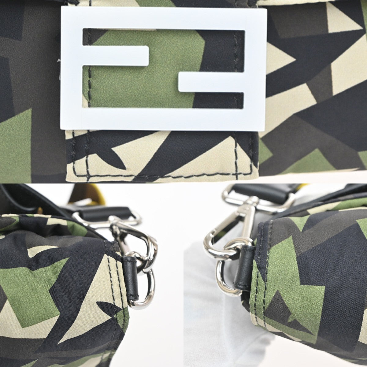 FENDI Logo Mamma Baguette Camouflage Bum Shoulder Bag Nylon Leather SHW 667RL908
