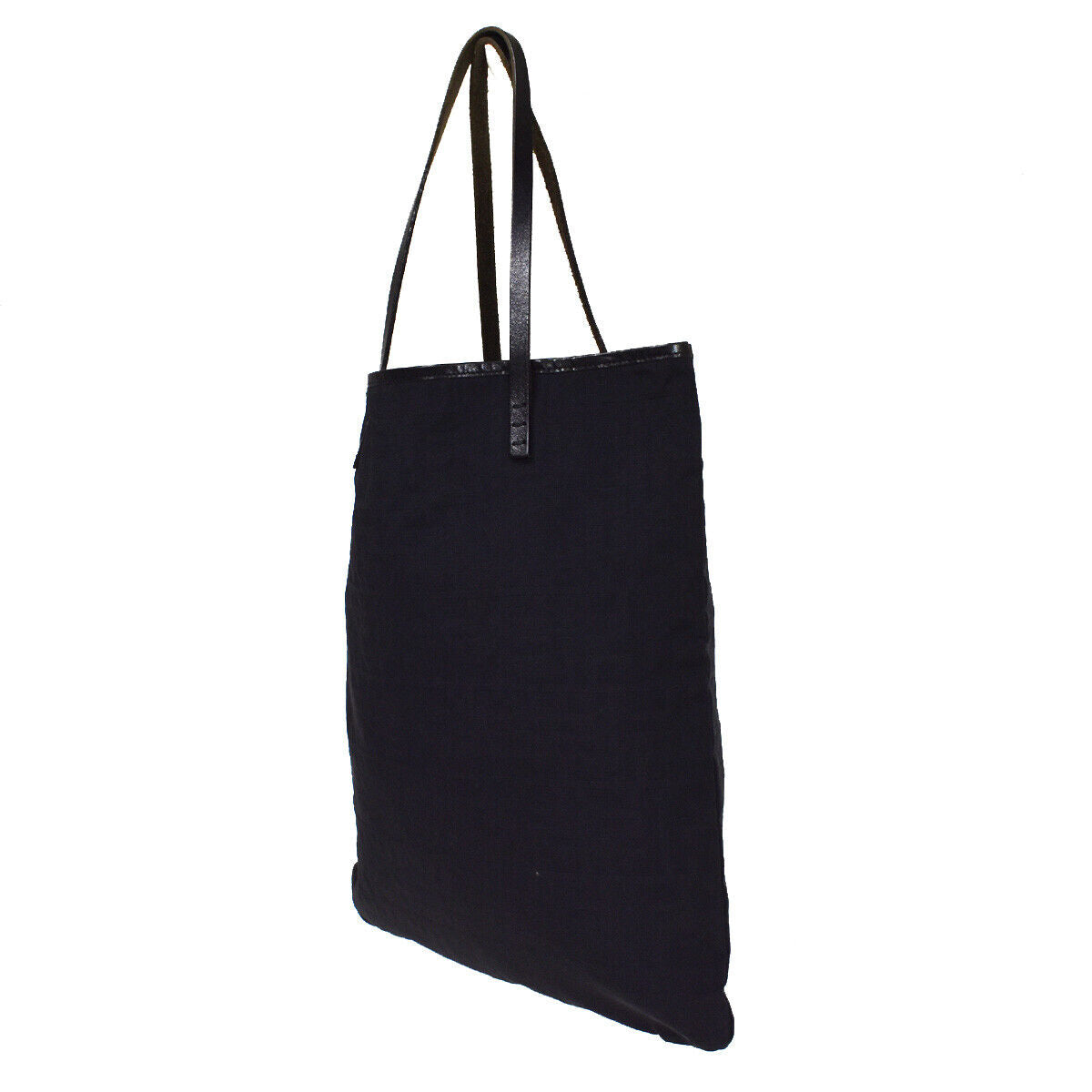 FENDI Logo Zucca Pattern Shoulder Tote Bag Nylon Leather Black Italy 67YE163