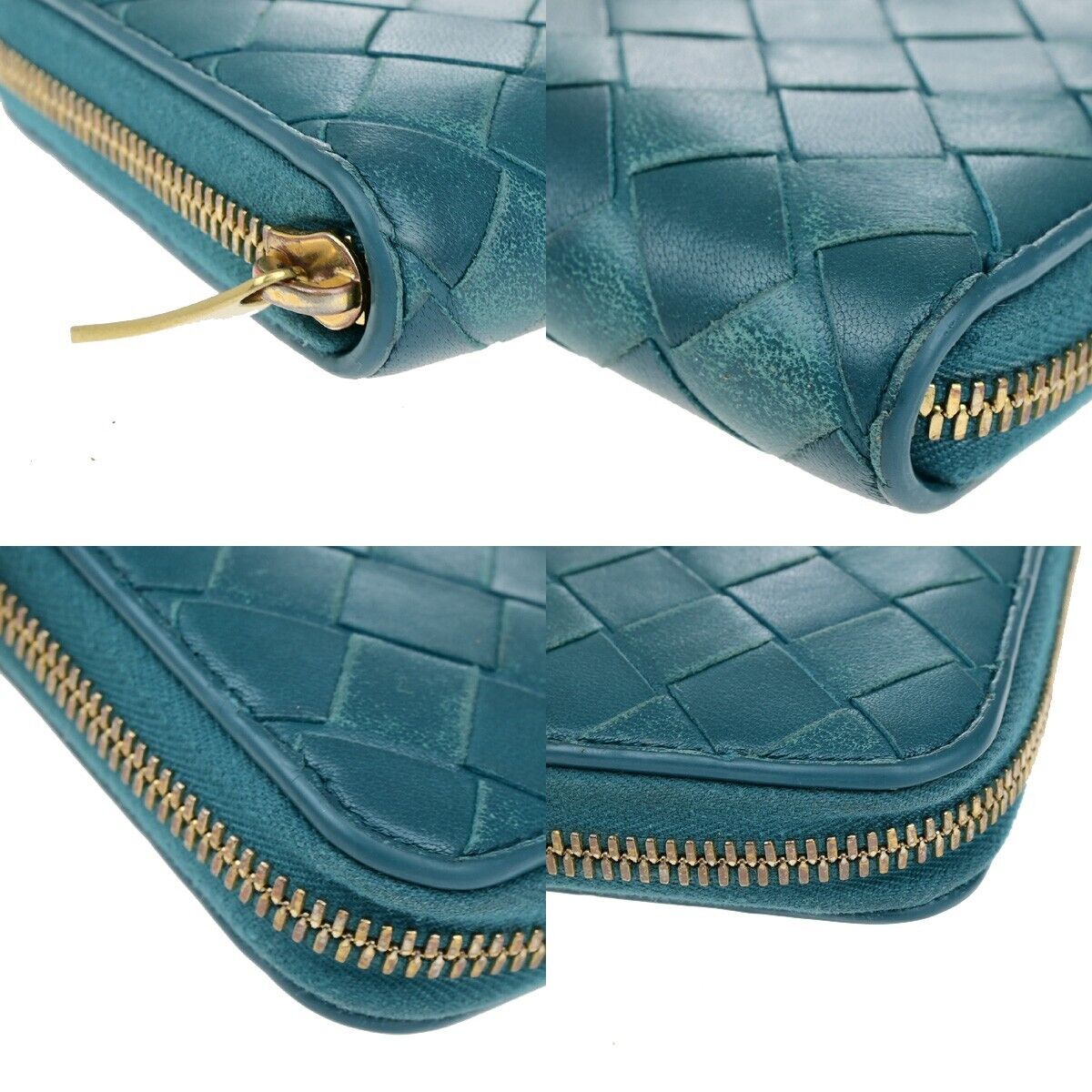 BOTTEGA VENETA Intrecciato Zipper Around Long Wallet Leather Green GHW 63EC896