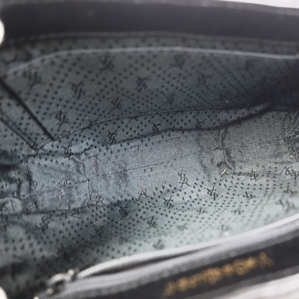 YVES SAINT LAURENT Logo Shoulder Bag Embossing Leather Black GHW 63KD155