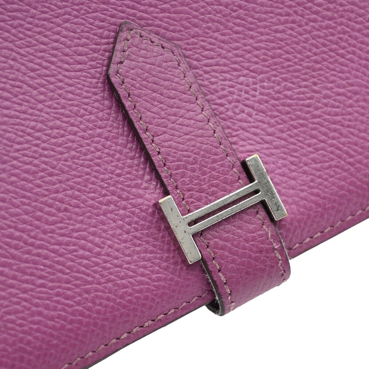 HERMES Logos Bearn Long Bifold Wallet Purse ▢I Veau Epsom Leather Purple 81RJ834
