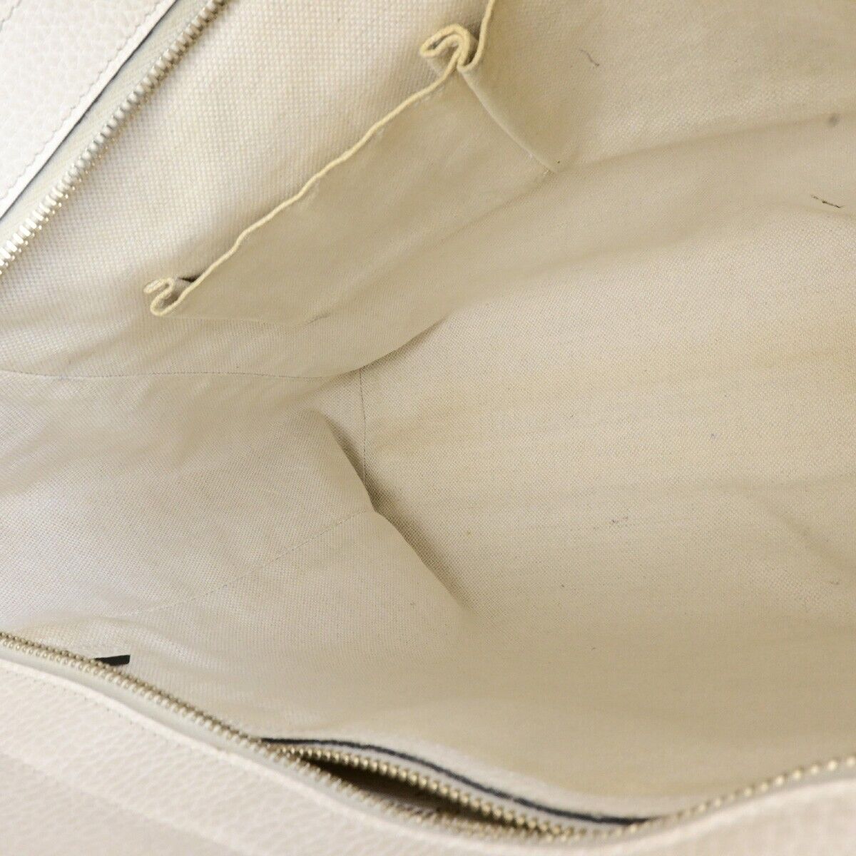 GUCCI Logo Swing 2Way Shoulder Hand Tote Bag Leather White Italy 62FB451