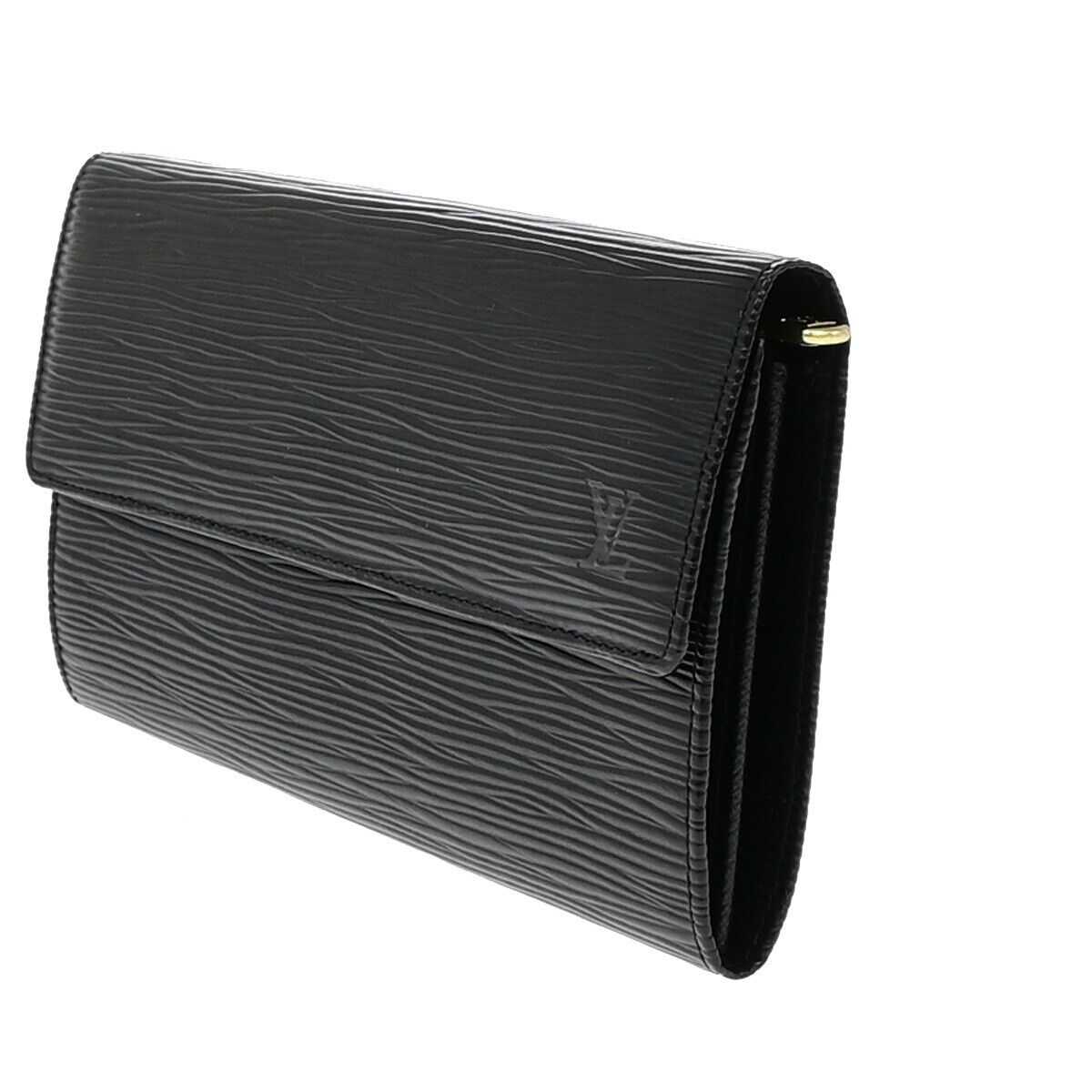 LOUIS VUITTON Logo Pochette Credit Long Wallet Epi Leather Black M63572 63EE080