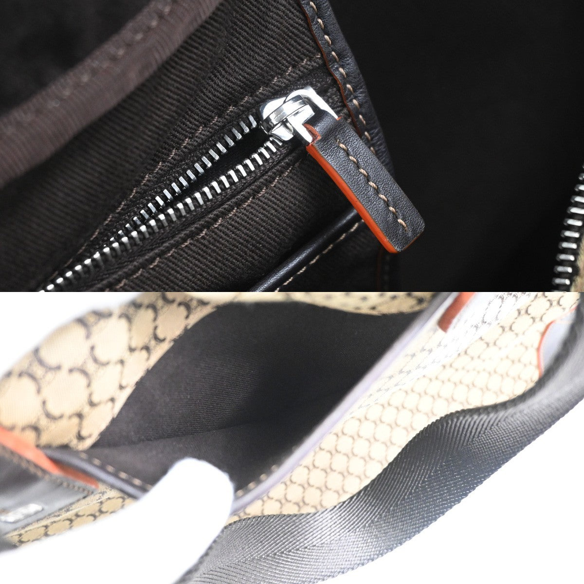 CELINE Logo Macadam 2Way Travel Shoulder Hand Bag Canvas Leather Brown 73RQ022