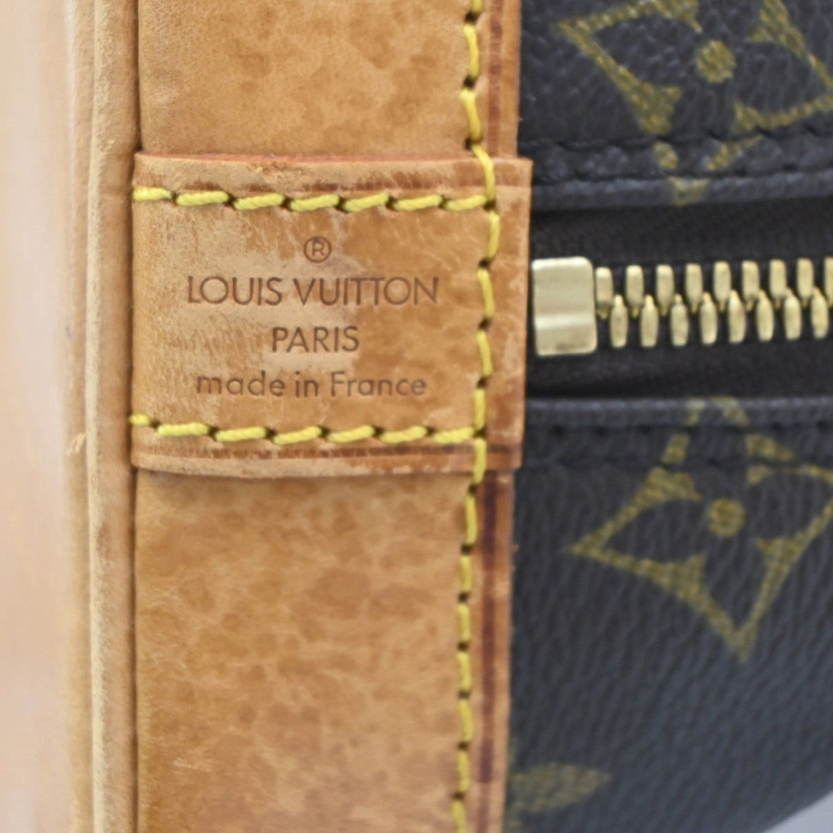 LOUIS VUITTON LV Logo Alma Hand Bag Monogram Leather Brown France M51130 85PA106