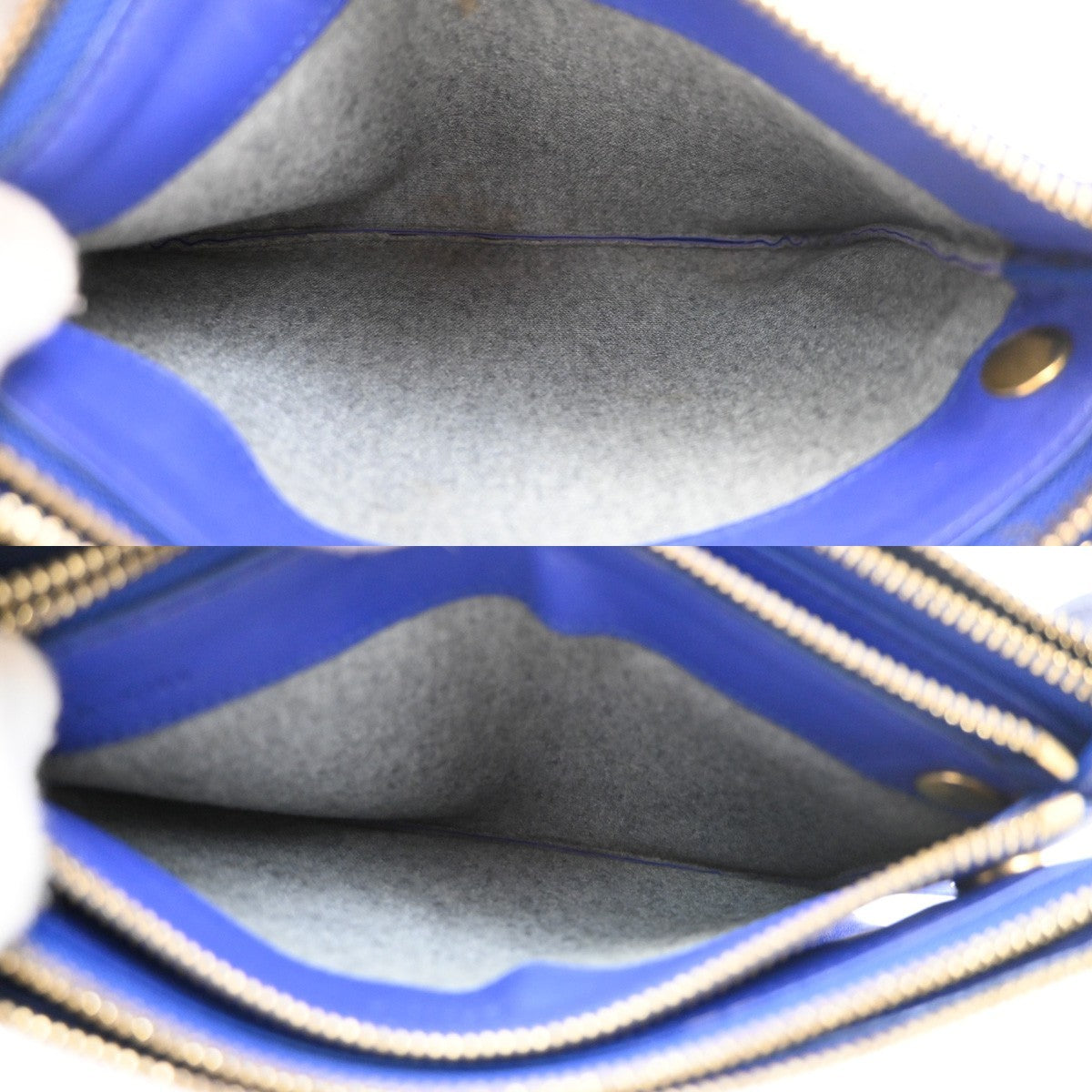 CELINE Logo Trio Crossbody Shoulder Bag Leather Blue Italy 80CA959