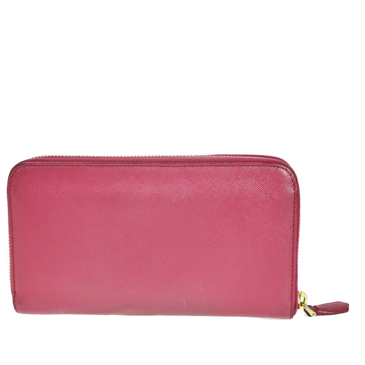 PRADA Logo Long Bifold Wallet Purse Saffiano Leather Pink Gold Italy 68GA564