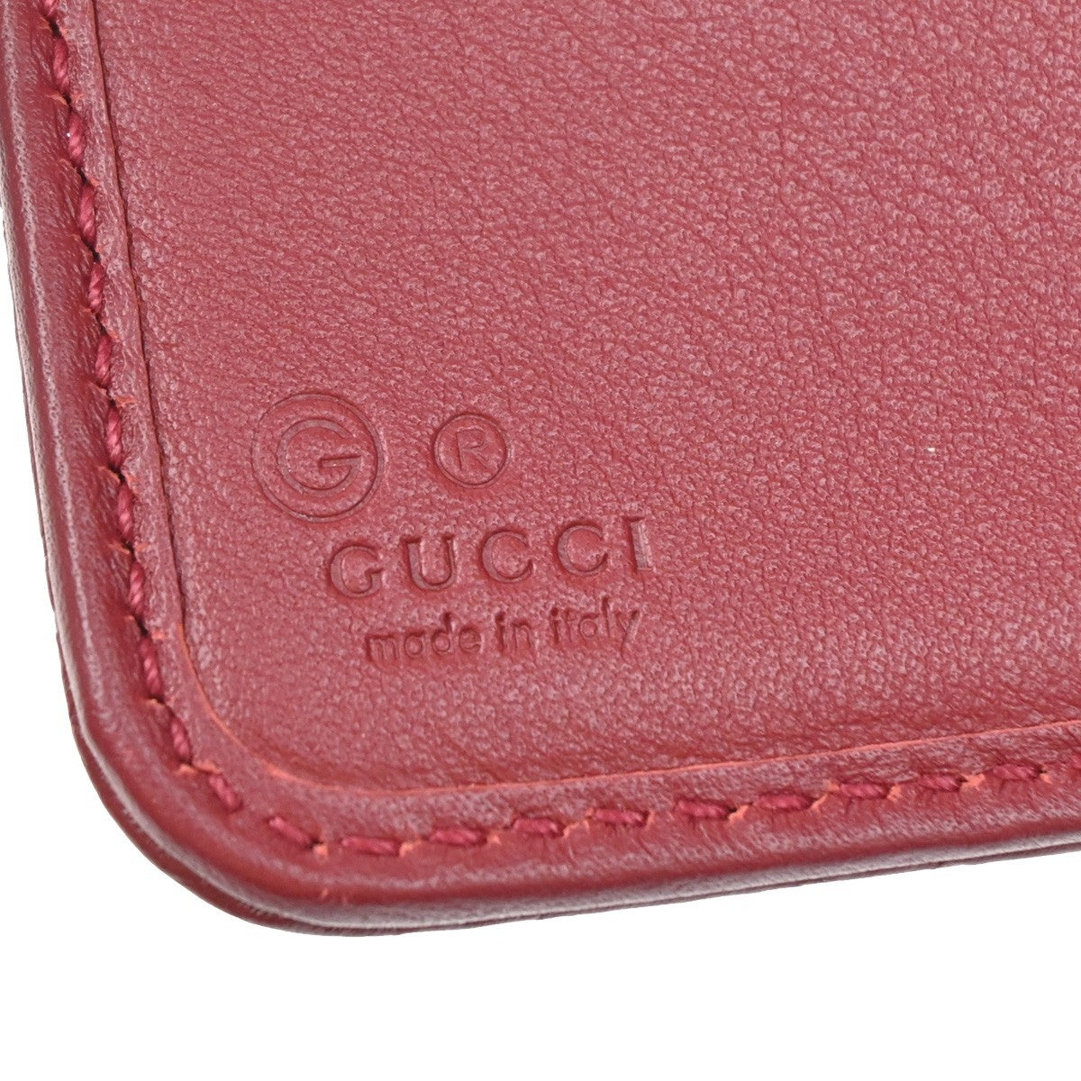 GUCCI Micro Guccissima GG Pattern Bifold Zipper Wallet Leather Red 34KP105