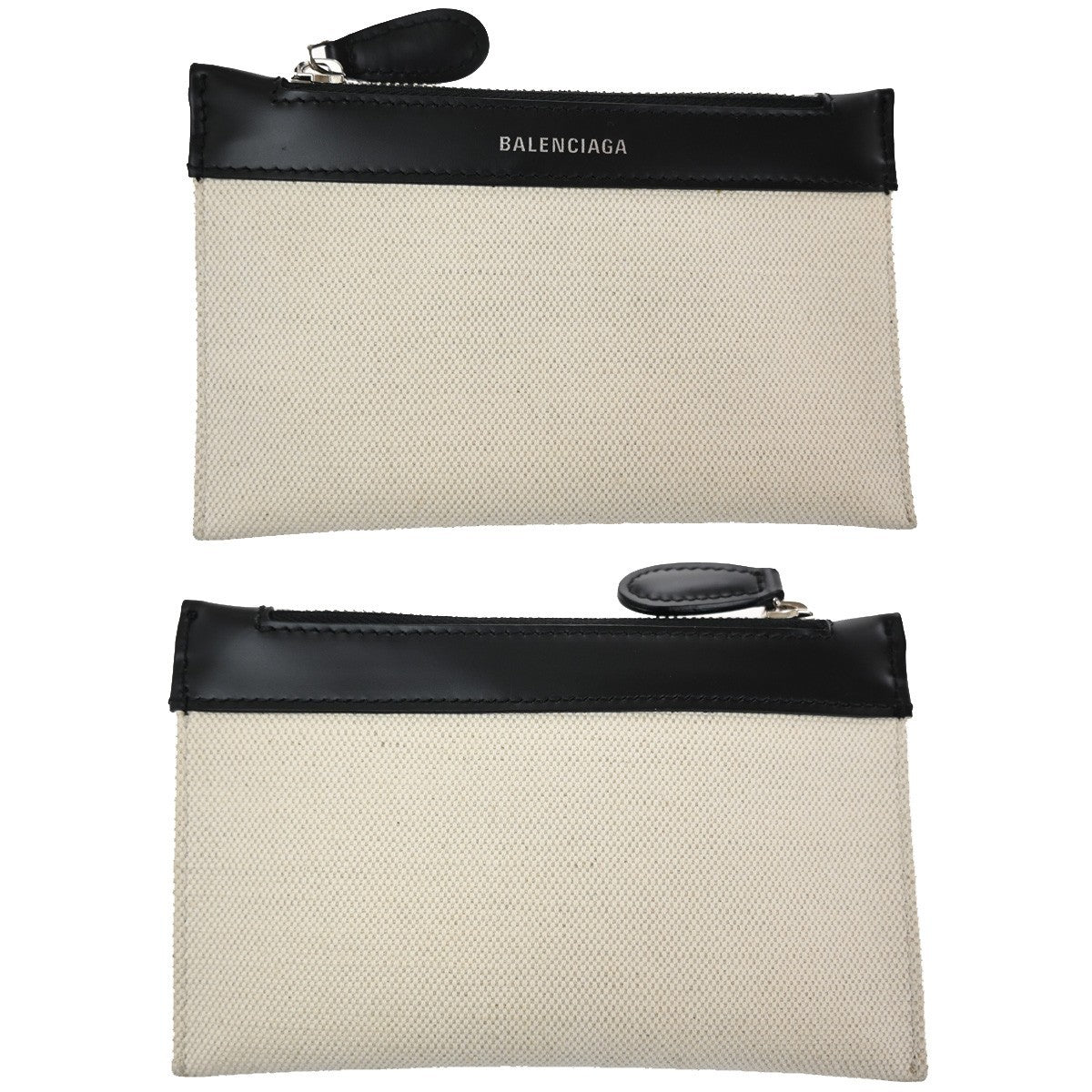 BALENCIAGA LOGO Navy Cabas XS Hand Bag Canvas Leather White Black 70TA232