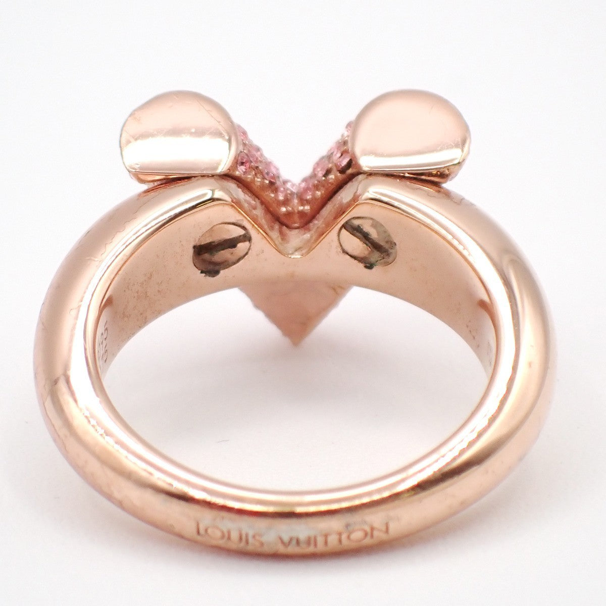 LOUIS VUITTON Essential V Strass Ring Size M Rose Gold Rhinestone M68195 30RL914