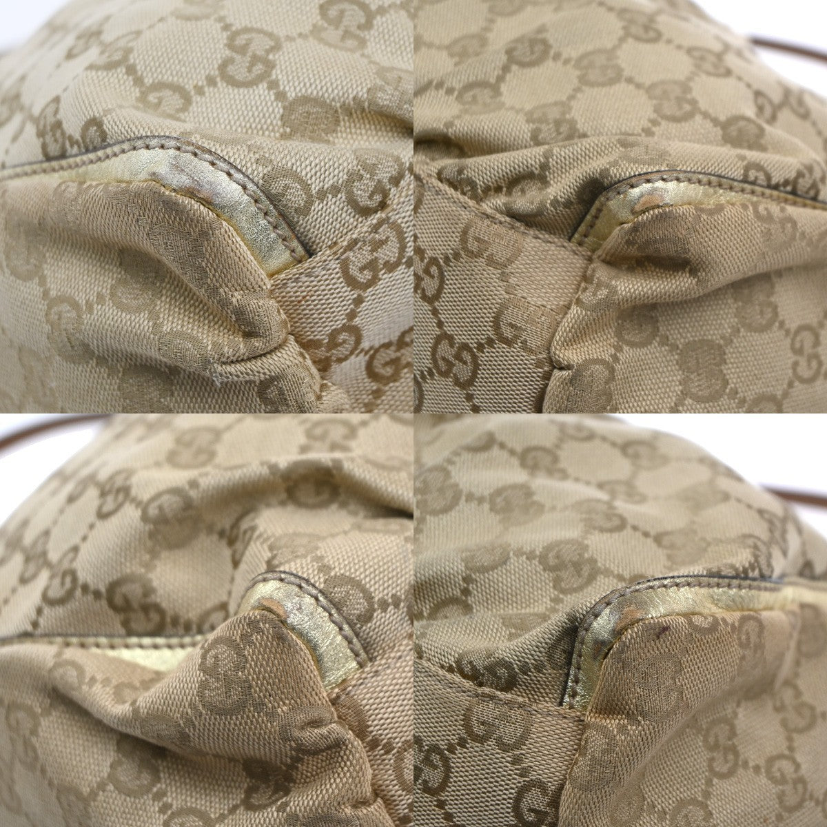 GUCCI Logo Abbey GG Shoulder Hand Bag Canvas Leather Gold GHW Italy 04MA154