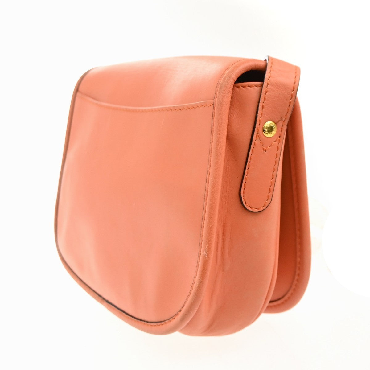 CELINE Logo Flap Crossbody Shoulder Bag Leather Orange GHW Italy 32KC449