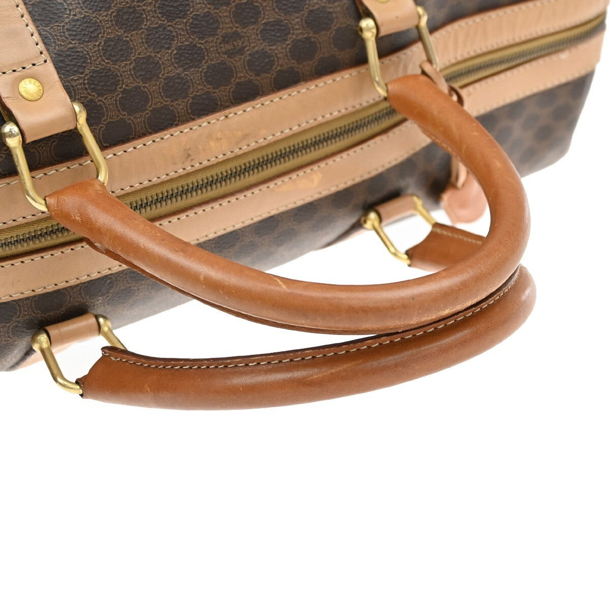 CELINE Logo Macadam Pattern Travel Hand Bag PVC Leather Brown Italy 02EE152