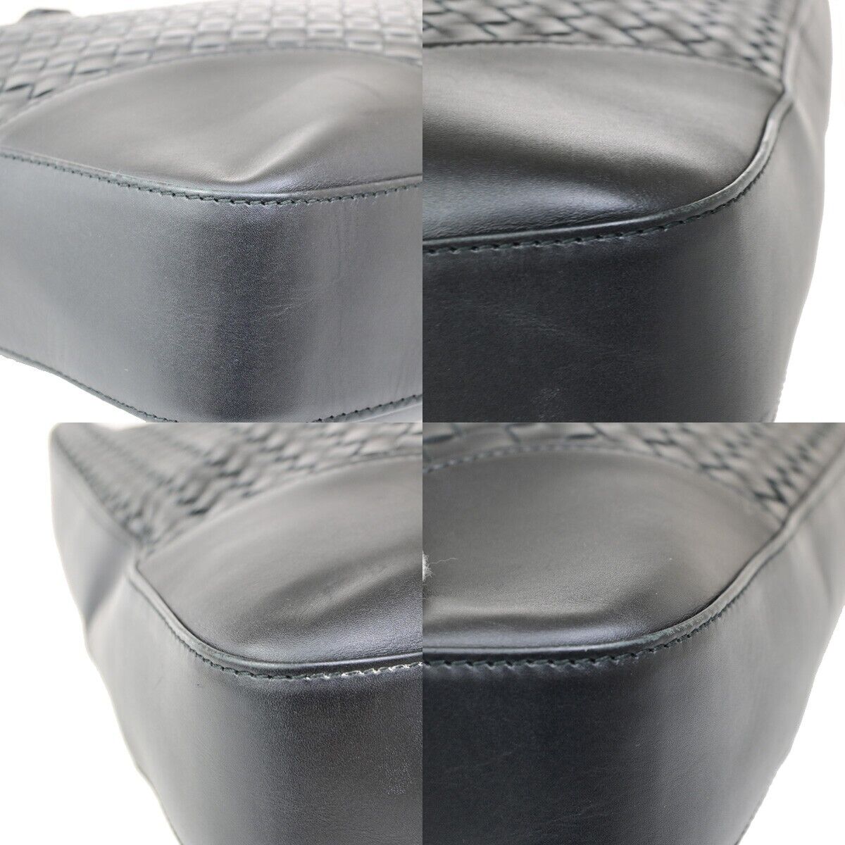 BOTTEGA VENETA Logo  Intrecciato Shoulder Tote Bag Leather Black Italy 20RF196
