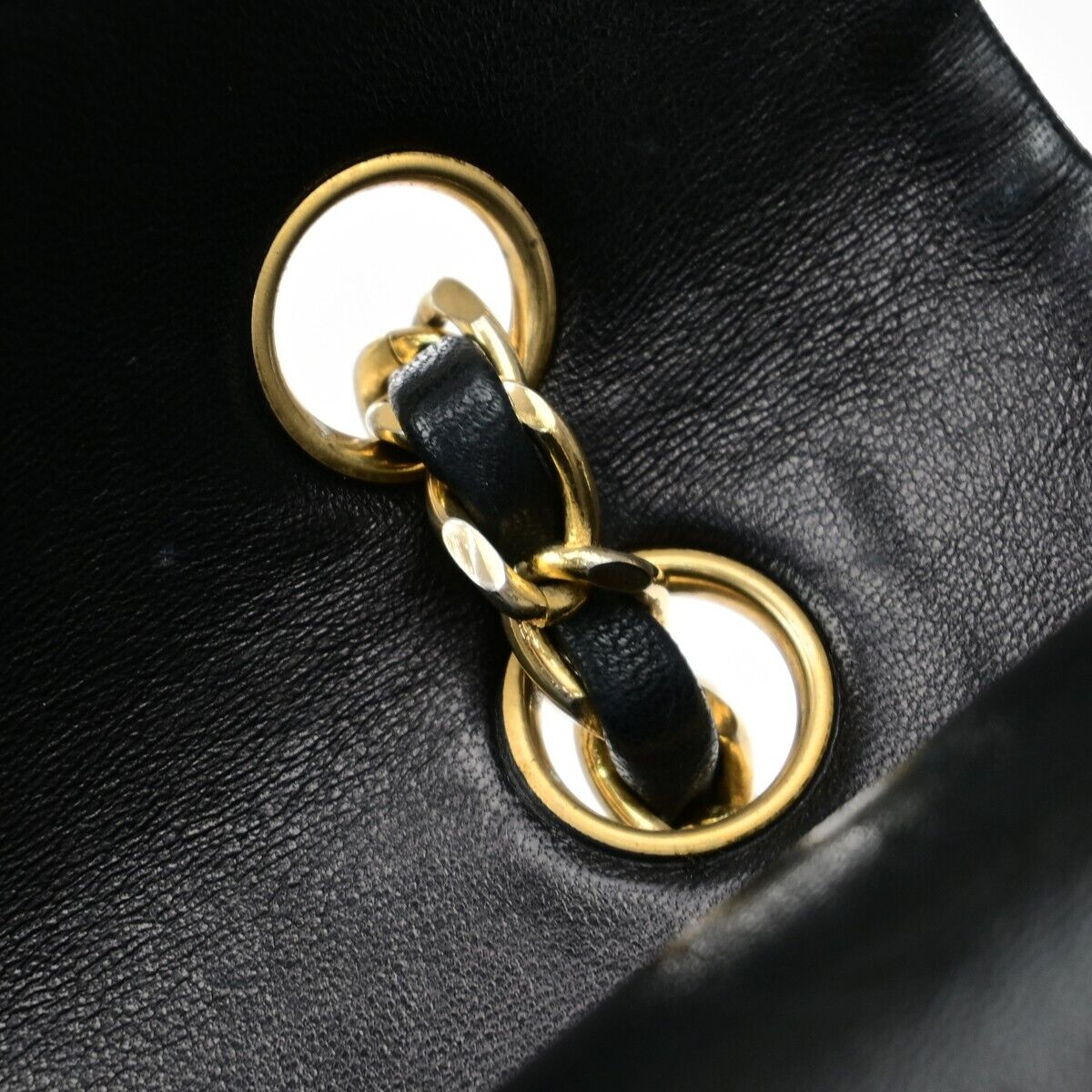 CHANEL Matelasse 25 Double Flap Chain Shoulder Bag Leather BK Vintage 827RF217