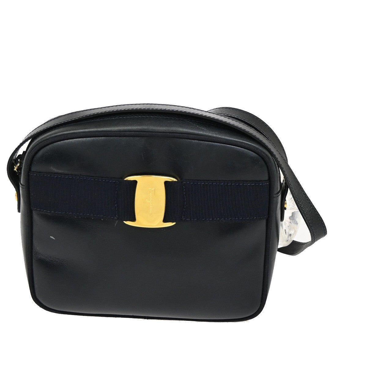 SALVATORE FERRAGAMO Vara Crossbody Shoulder Bag Leather Black Italy 61FC125