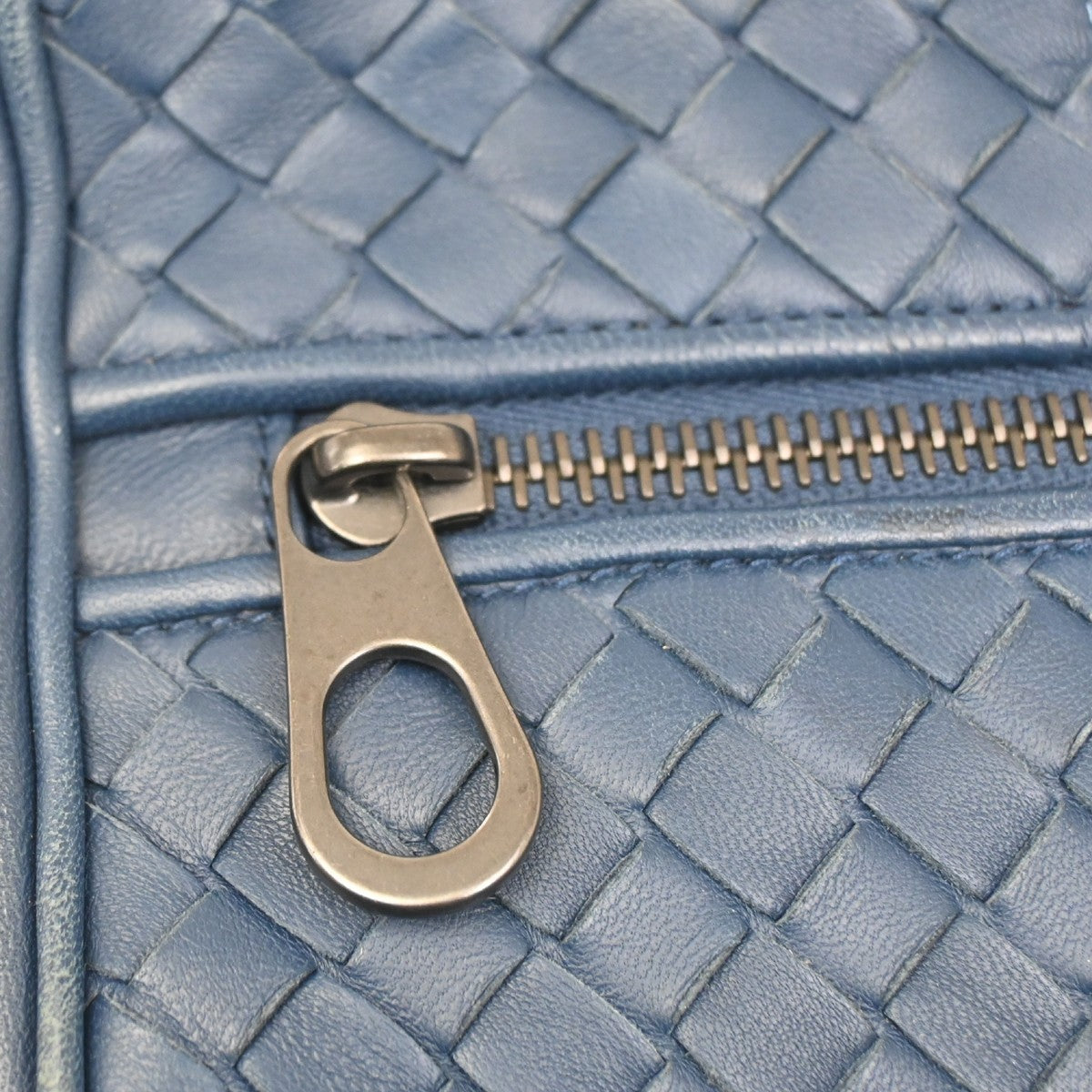 BOTTEGA VENETA Logo Intrecciato Hand Tote Bag Canvas Leather Blue Italy 38ZA106