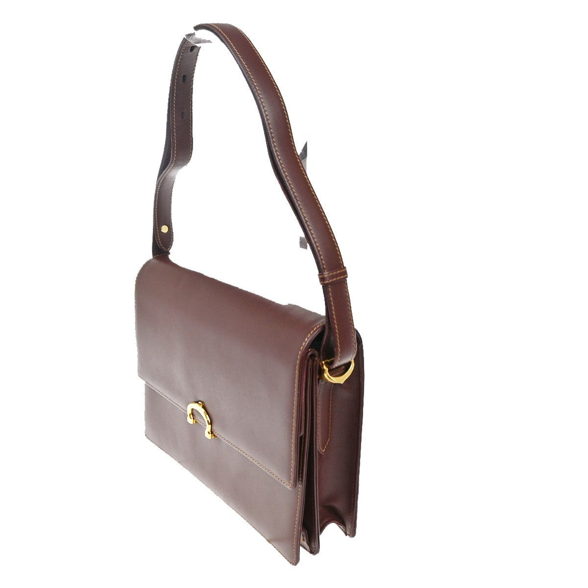 CARTIER Must Line Push lock Shoulder Bag  Leather Burgundy Red Italy GHW 36TA553