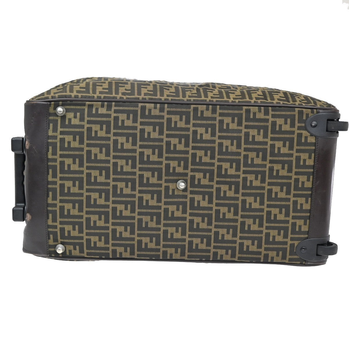 FENDI Zucca Rolling Duffel Bag Trolley Case Canvas Leather Brown SHW 70KB650