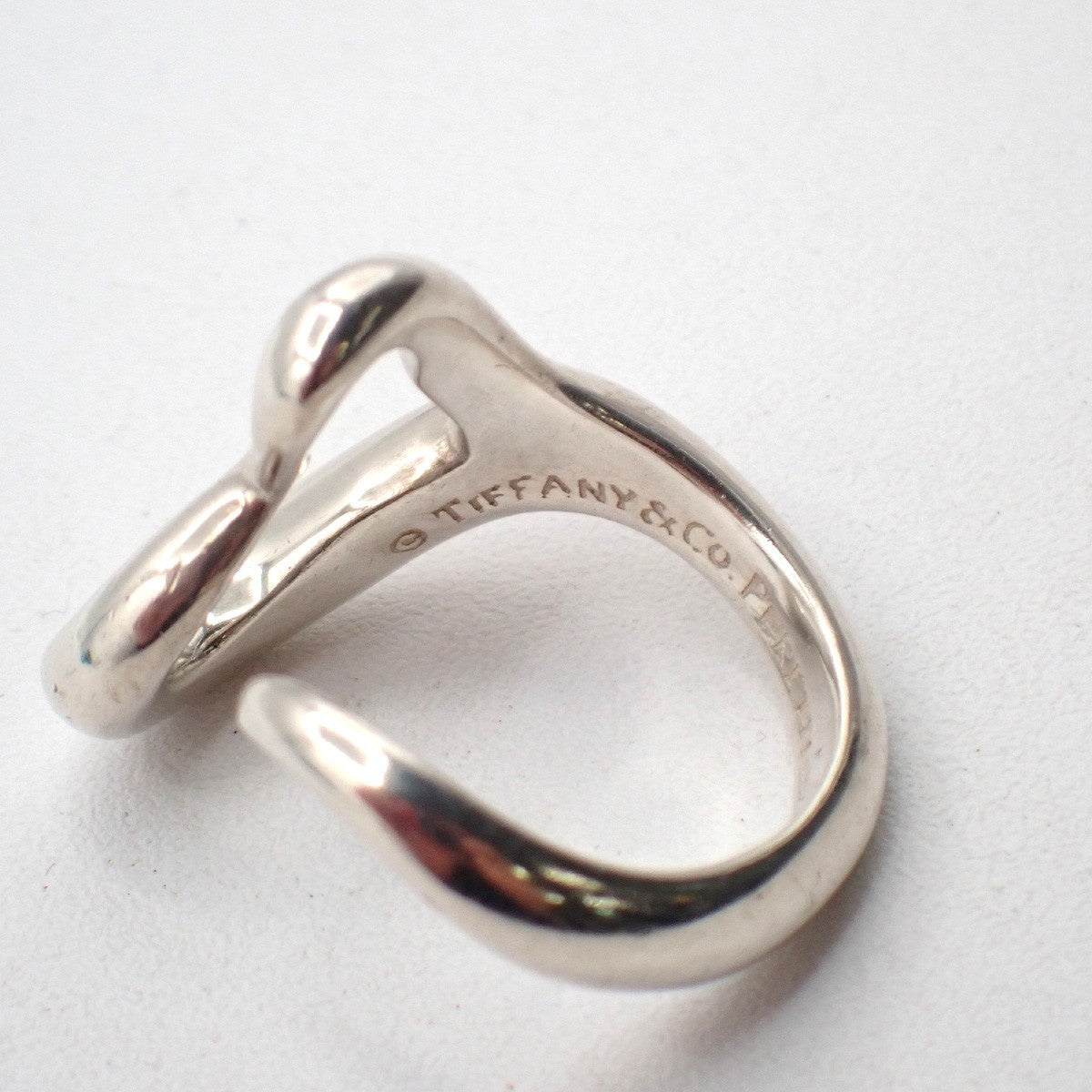 Tiffany & Co. Logo Open Heart  Elsa Peretti Ring US Size 6 Silver Ag 925 09KP564