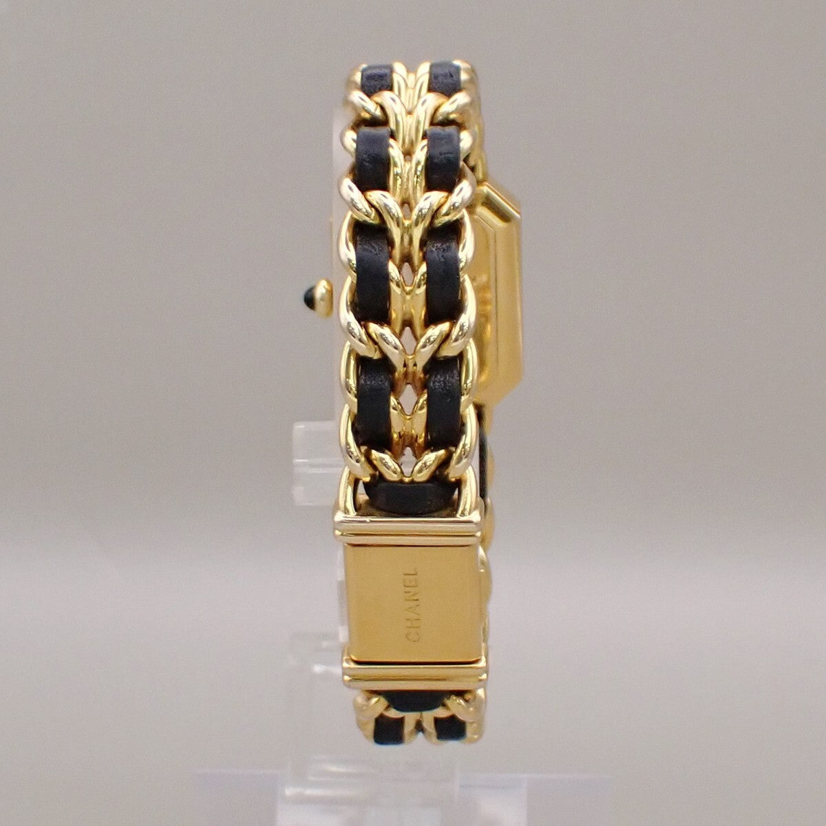 CHANEL Logo Premiere Watch H0001  # L Quartz Gold Plated Leather GHW 690RK949