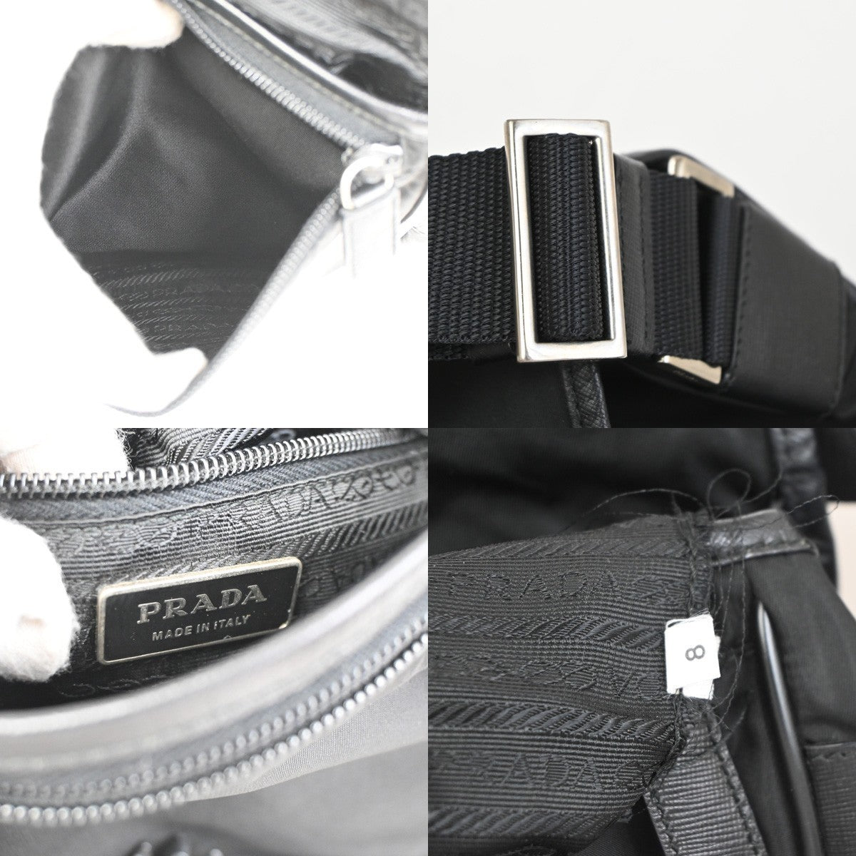 PRADA MILANO Logo Tessuto Shoulder Bag Nylon Leather Black SHW Italy 38KC611