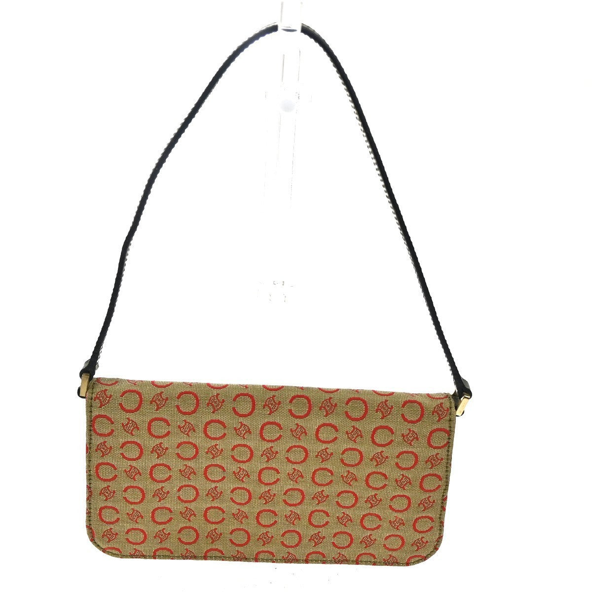 CELINE C Macadam Mini Shoulder Hand Bag Canvas Leather Green GHW 38TA468