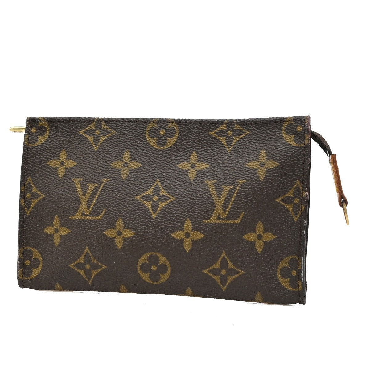 LOUIS VUITTON Logo BUCKET PM Pouch Bag Monogram Leather Brown France 04KP160
