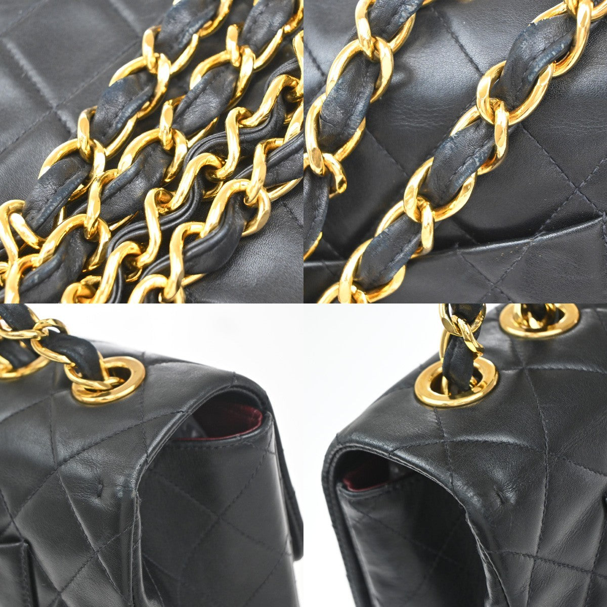 CHANEL Maxi Jumbo Matelasse 34 Chain Shoulder Bag Leather Black Vintage 849RF789