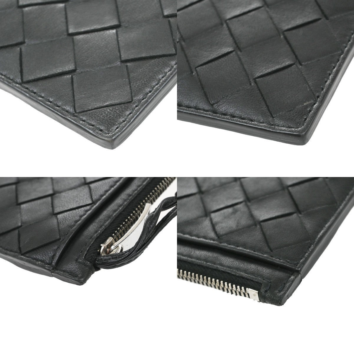 BOTTEGA VENETA Logo Intrecciato Coin Case Wallet Leather Black Italy 65EF860