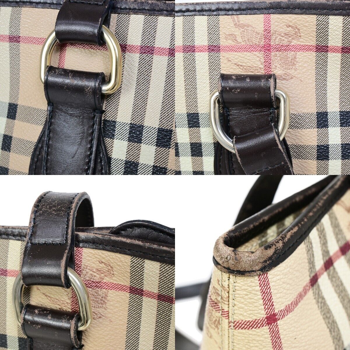 BURBERRY Logo Nova Check Shoulder Tote Bag Canvas Leather Beige Brown 67SJ006