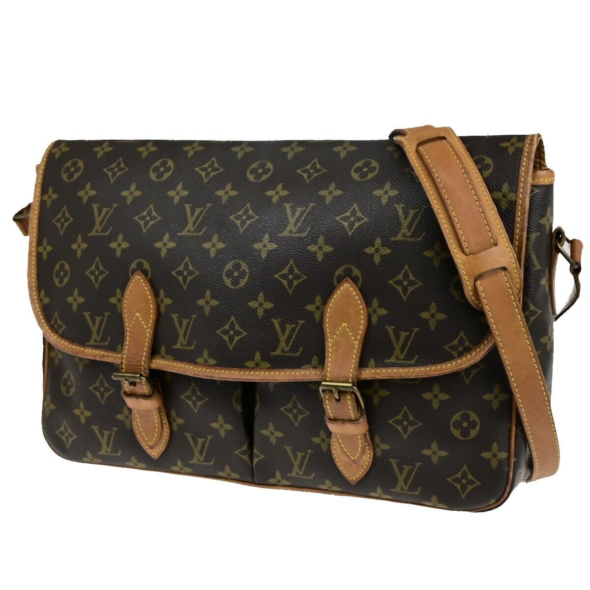 LOUIS VUITTON Gibeciere GM Shoulder Bag Monogram Leather Brown M42246 64SJ591