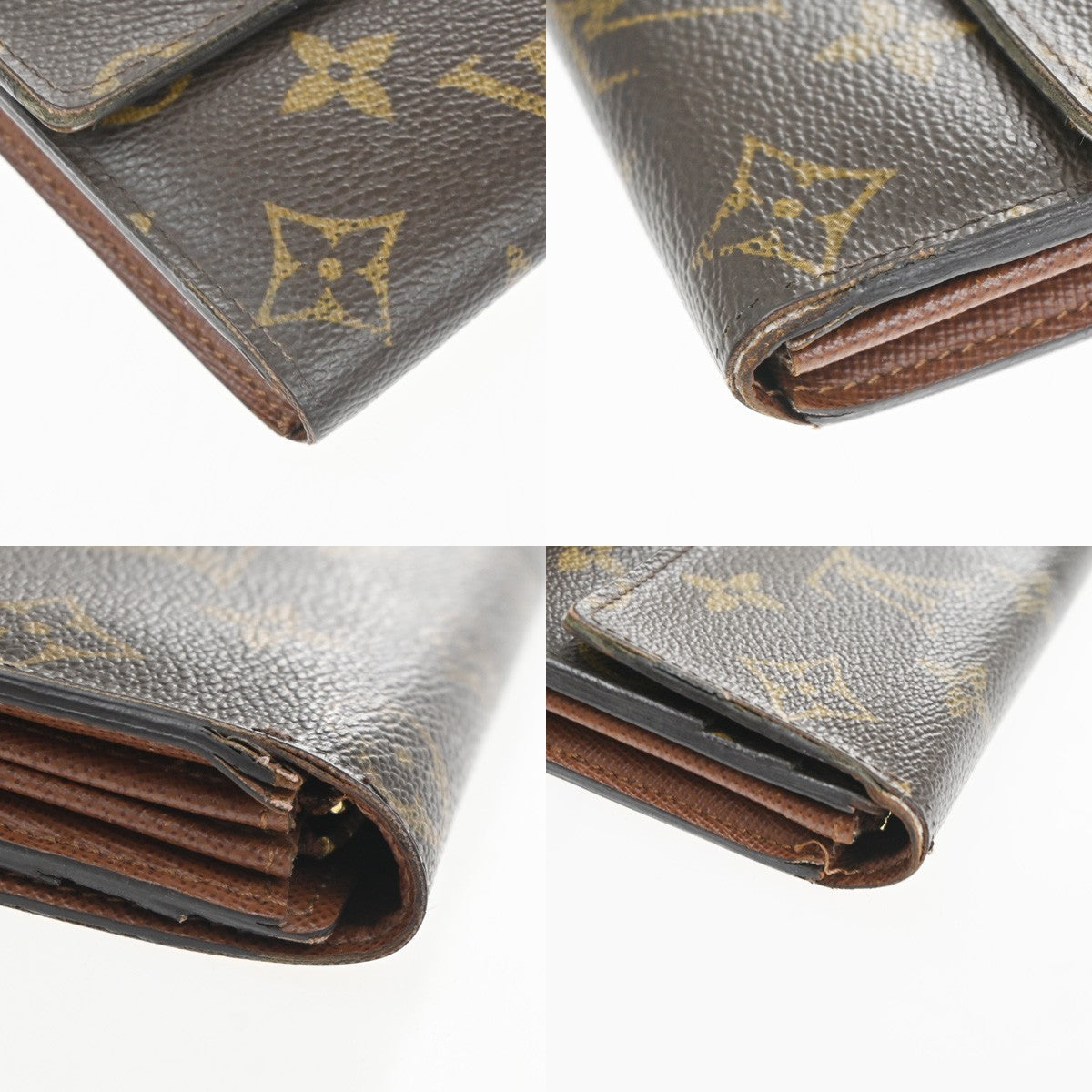 LOUIS VUITTON LV Logo 2 Set Bifold Wallet Monogram Leather Brown 65KC913