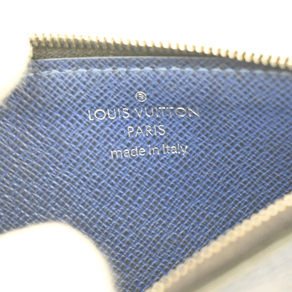 LOUIS VUITTON Logo Coin Card Case Taigarama Leather Cobalt Blue M30270 62KC703