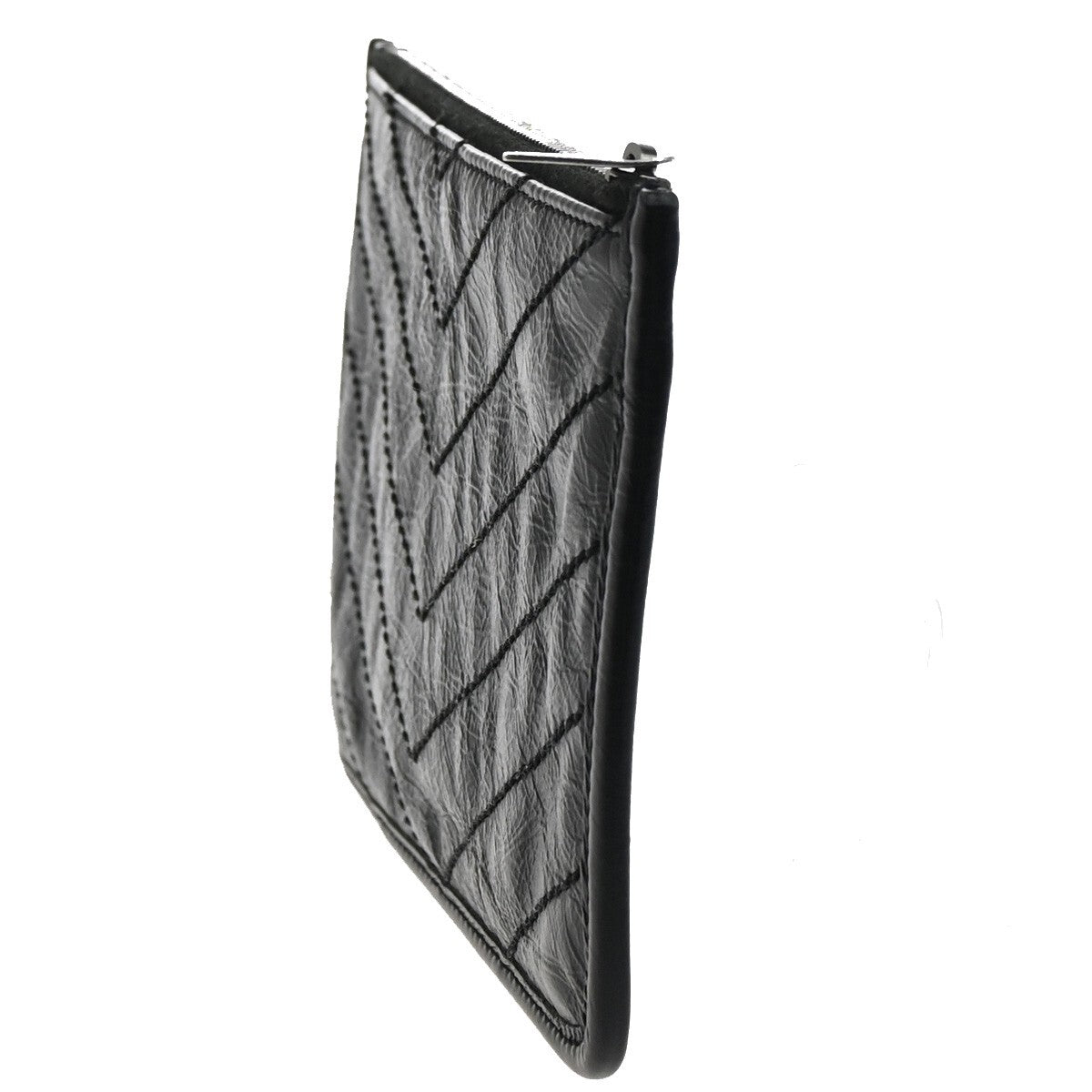 SAINT LAURENT YSL Logo Pouch Bag Leather Black SHW 69EE497