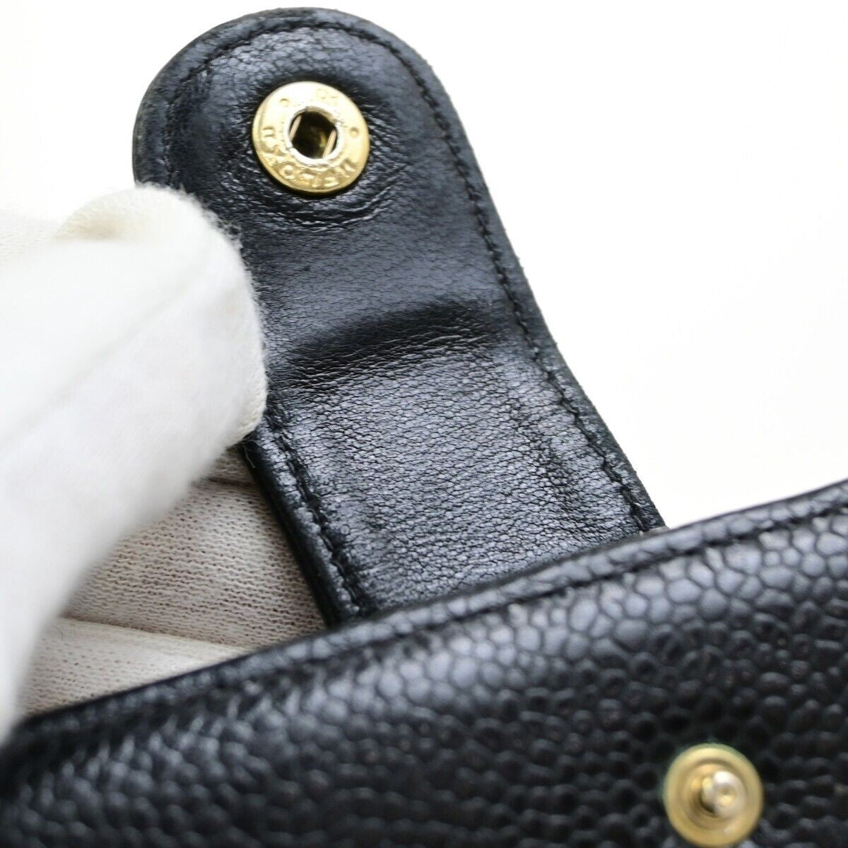 CHANEL CC Long Bifold Wallet Purse Grained Calfskin Leather Black GHW 36RK886