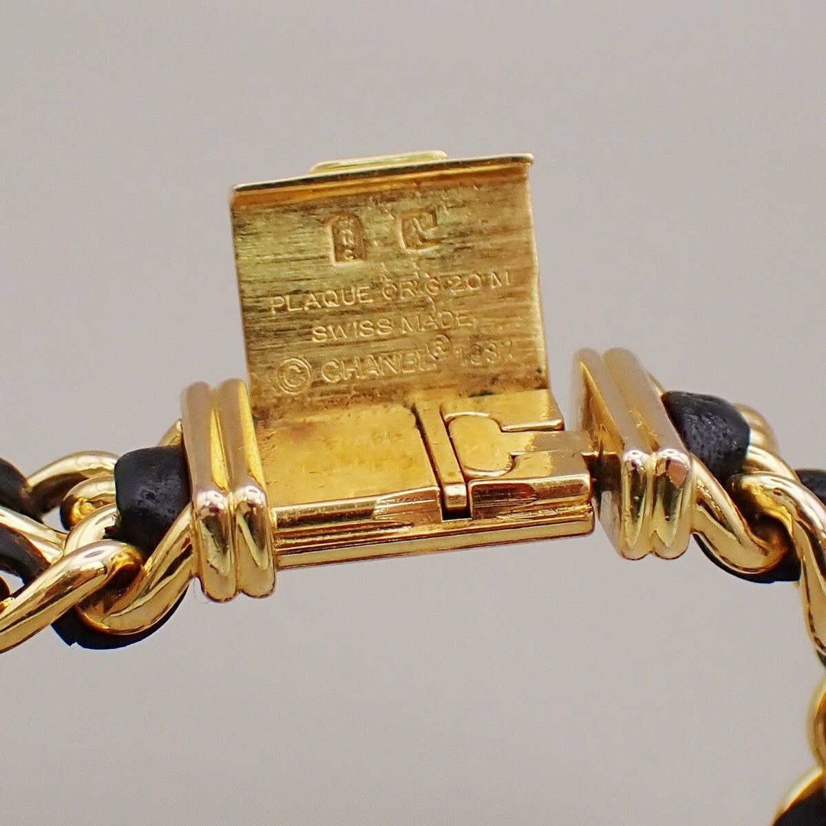 CHANEL Logo Premiere Watch H0001  # L Quartz Gold Plated Leather GHW 690RK949