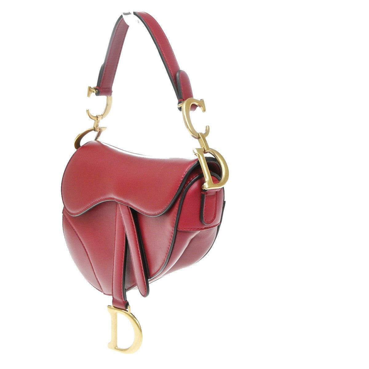 CHRISTIAN DIOR Mini Saddle Hand Bag Leather Red GHW 652RP172