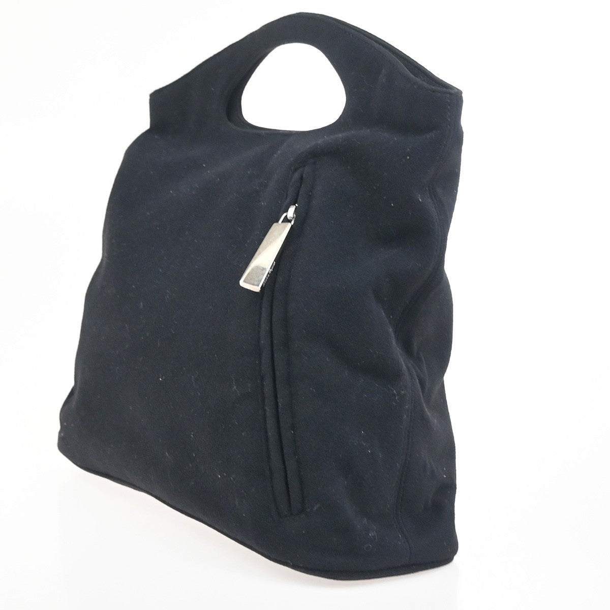 SALVATORE FERRAGAMO Reversible Hand Tote Bag Suede Nylon Black SHW Italy 68ZA345