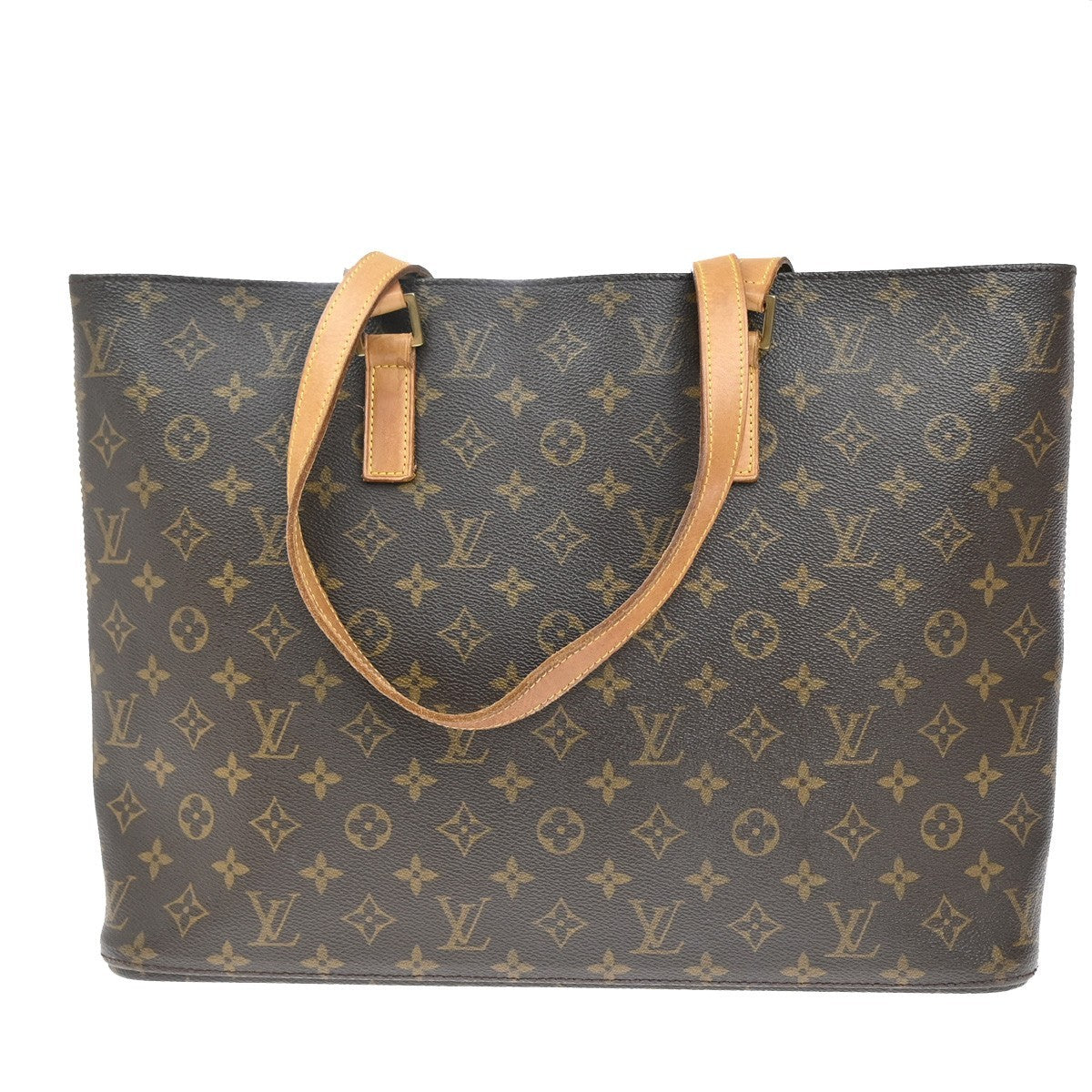LOUIS VUITTON Logo Luco Shoulder Tote Bag Monogram Leather Brown M51155 85EF827