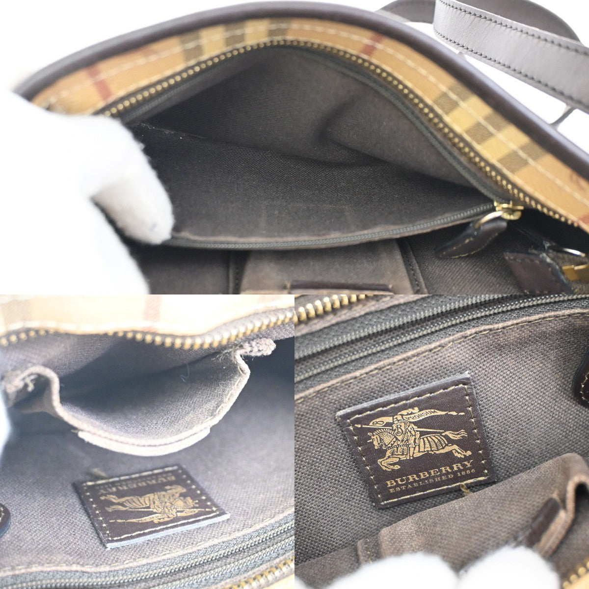 BURBERRY Logo Nova Check Shoulder Bag PVC Leather Beige Black GHW Italy 32DA066