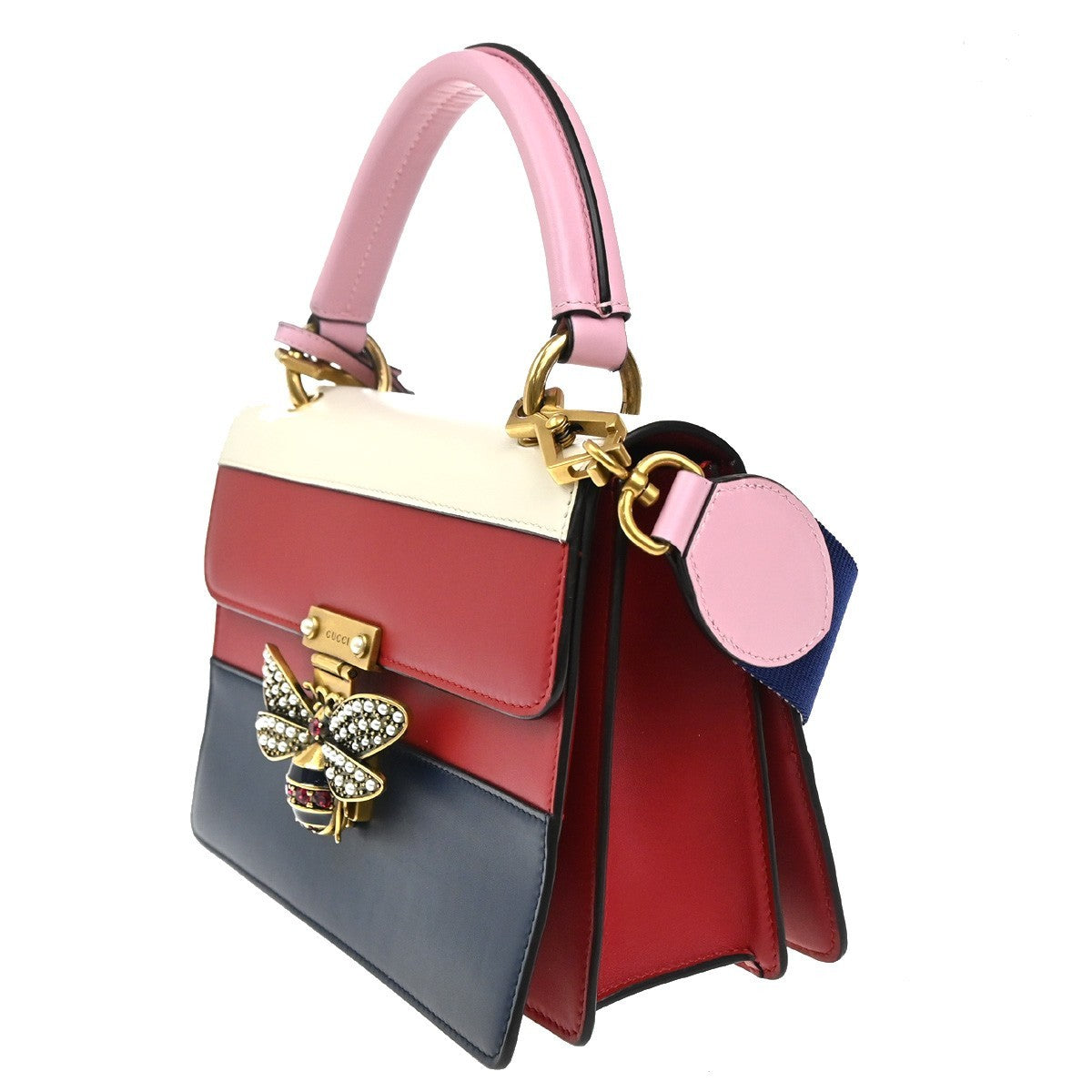 GUCCI Bee Queen Margaret Logo 2way Shoulder Hand Bag Leather GHW Italy 29RL718