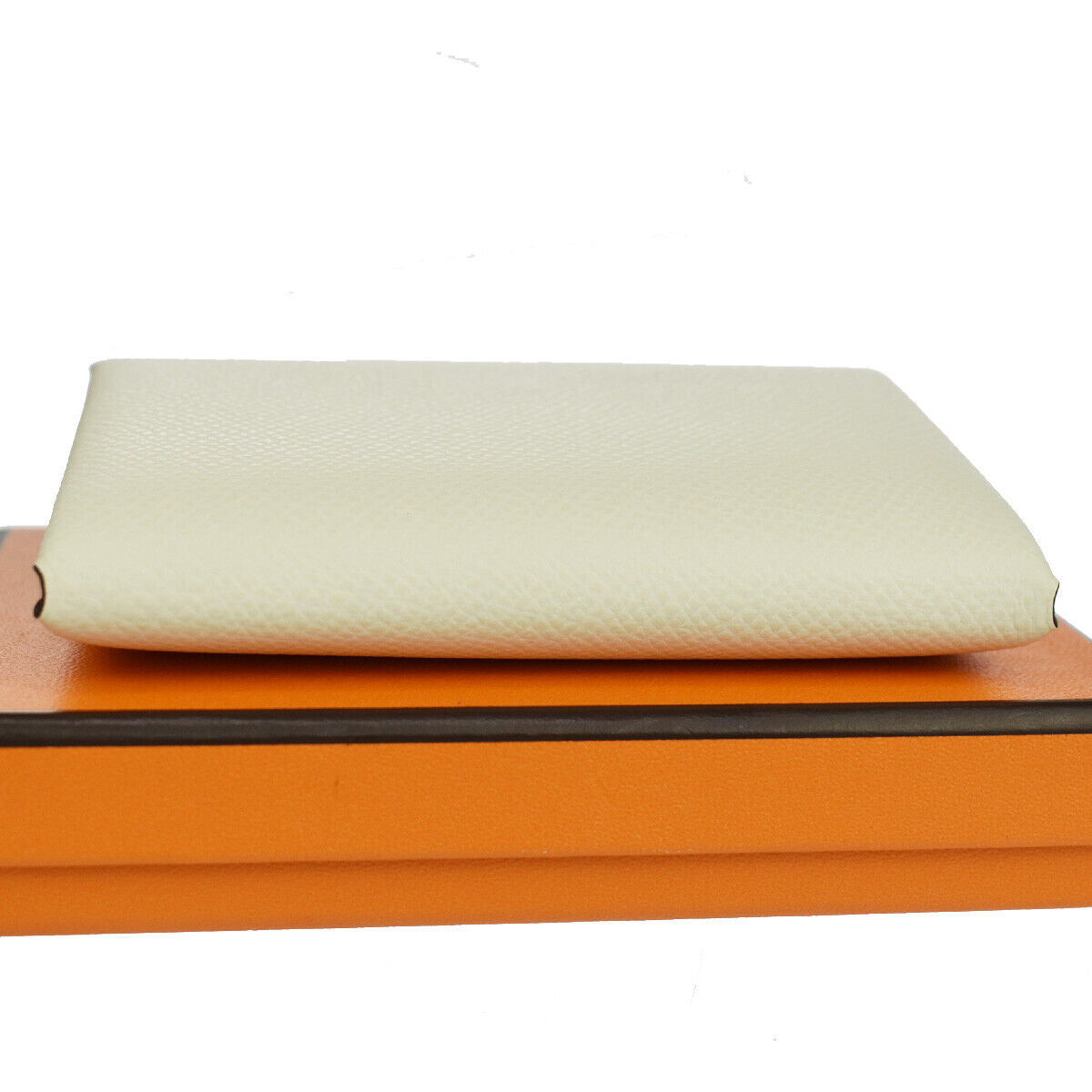 HERMES Calvi Duo Card Case Wallet Bicolor Veau Epsom Nata Jaune Poussin 50YC791